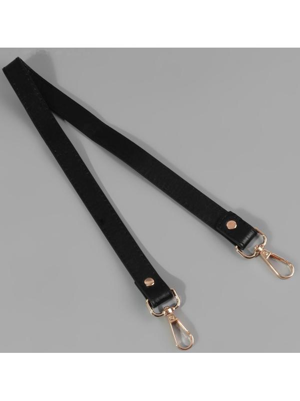 Ручка для сумки, с карабинами, 60 ± 1 см × 2 см, цвет чёрный