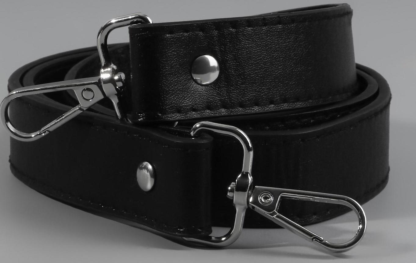 Ручка для сумки, с карабинами, 100 ± 1 см × 2,5 см, цвет чёрный