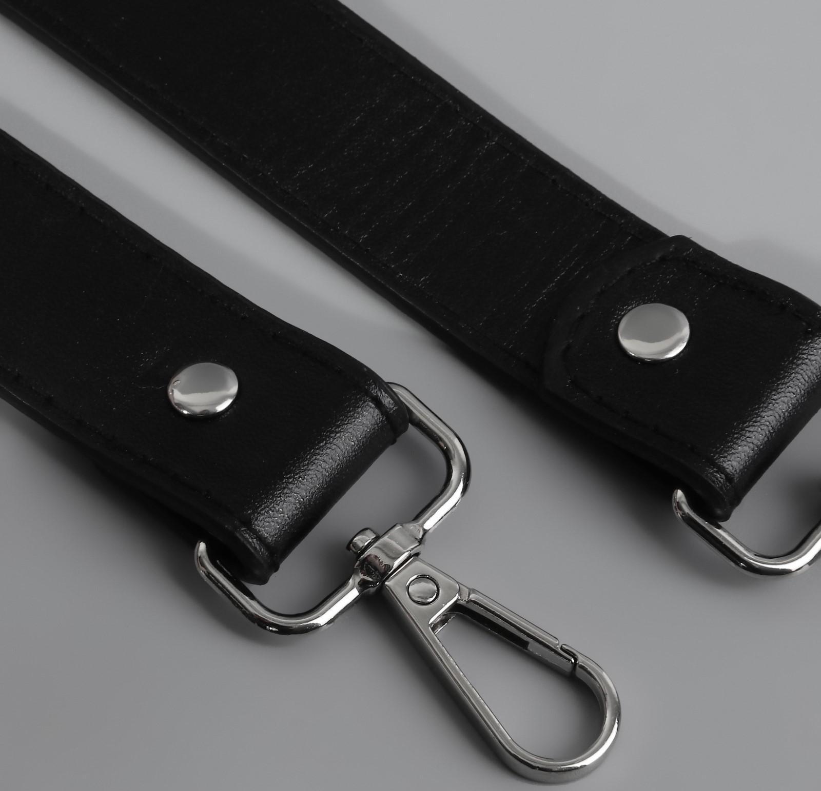 Ручка для сумки, с карабинами, 100 ± 1 см × 2,5 см, цвет чёрный