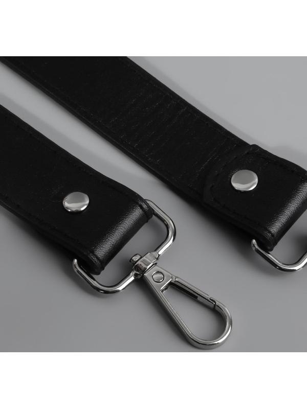 Ручка для сумки, с карабинами, 100 ± 1 см × 2,5 см, цвет чёрный