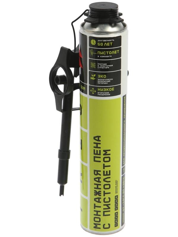 Пена монтажная Tris PRO-65 GUN, профессиональная, с пистолетом, 1000 мл
