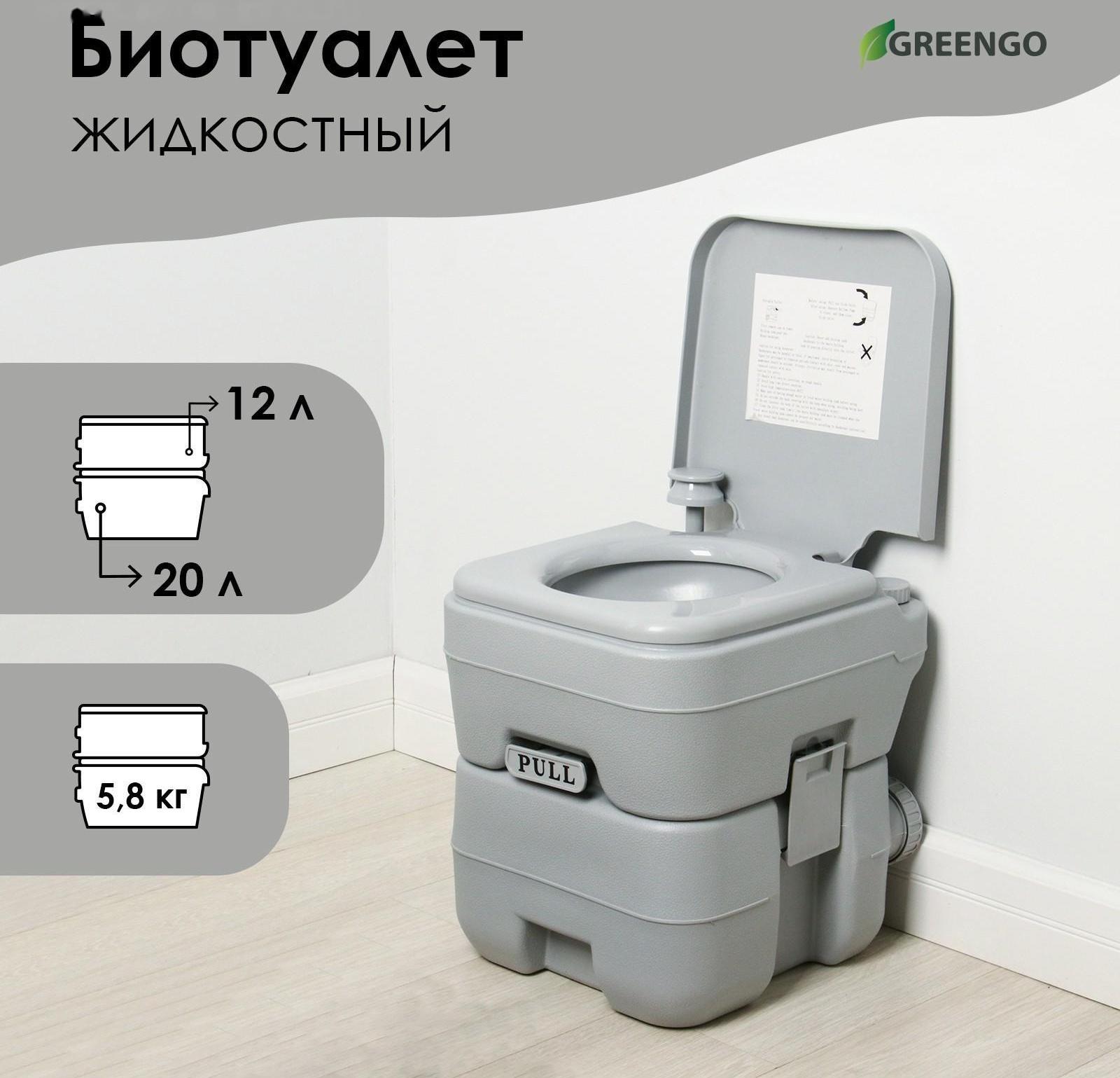 Биотуалет жидкостный, 20 л, съёмный бак, Greengo