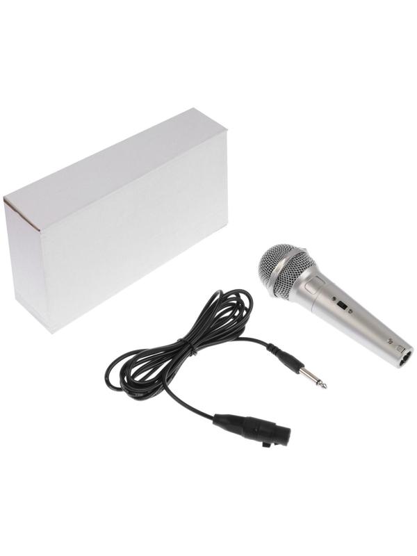 Микрофон для караоке G-105, проводной, 1.2 м, серебристый