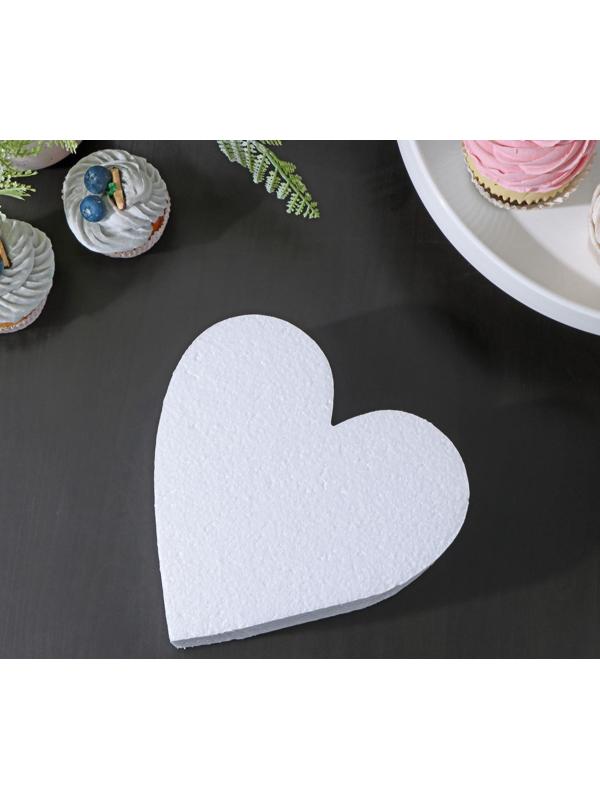 Фальшярус для торта «Сердце», d=18 см, h=7 см, цвет белый