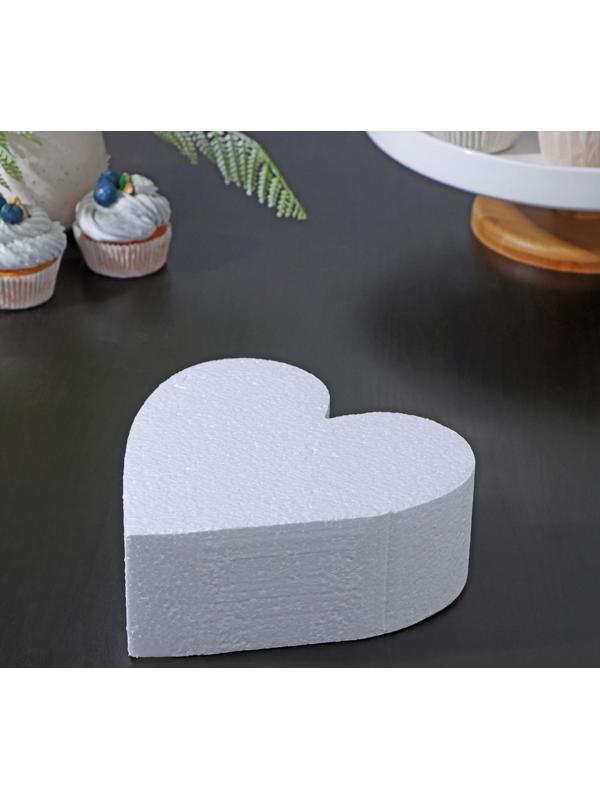 Фальшярус для торта «Сердце», d=18 см, h=7 см, цвет белый