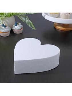 Фальшярус для торта «Сердце», d=22 см, h=7 см, цвет белый