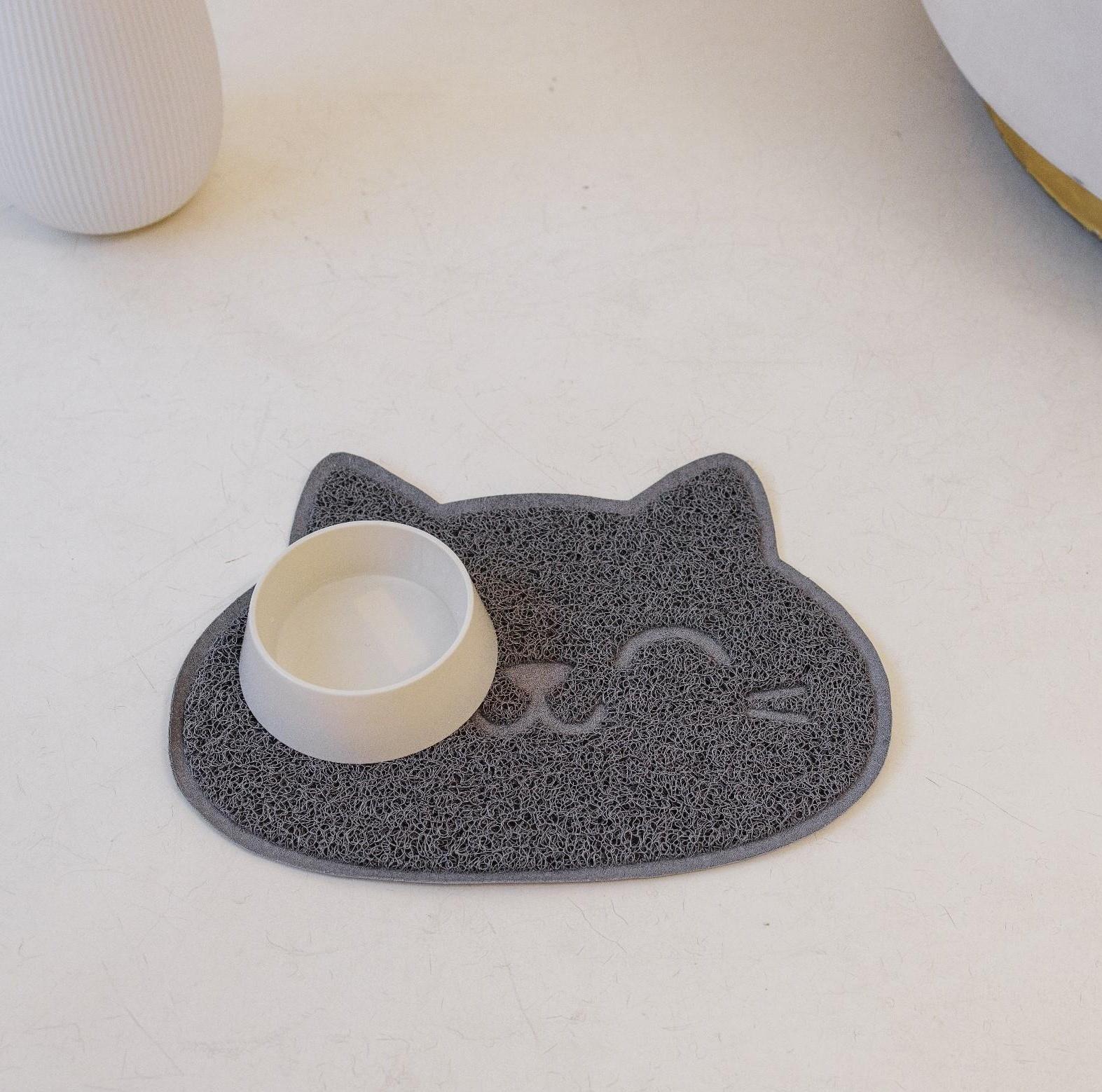 Коврик универсальный под миску и лоток «Мордочка», 30х40 см, серый