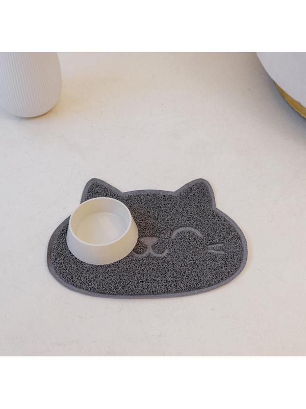 Коврик универсальный под миску и лоток «Мордочка», 30х40 см, серый