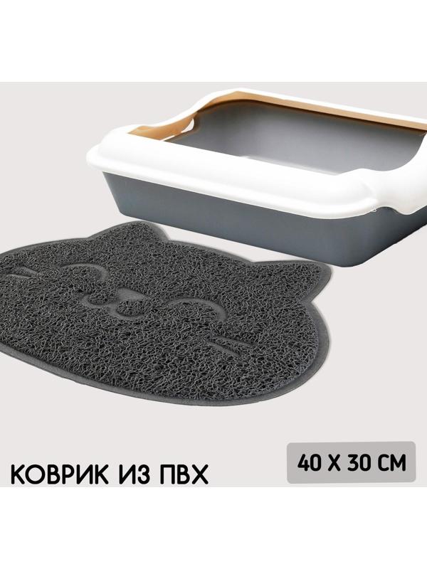 Коврик универсальный под миску и лоток «Мордочка», 30х40 см, серый