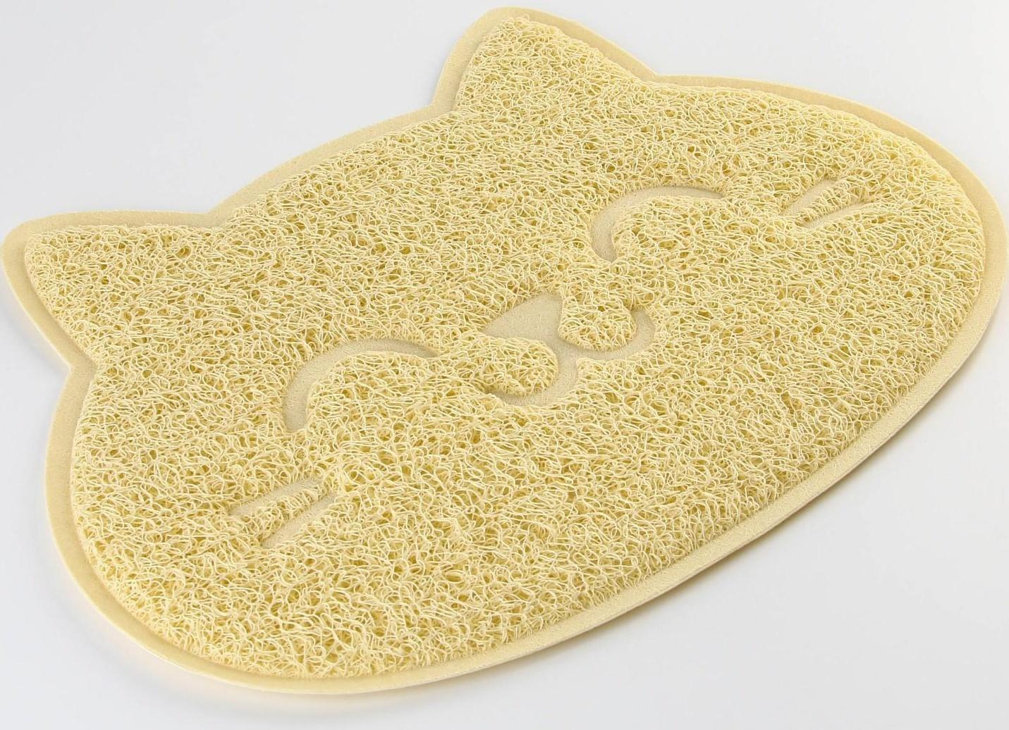 Коврик универсальный под миску и лоток «Мордочка», 30х40 см, бежевый