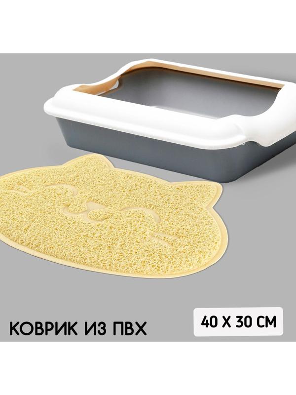 Коврик универсальный под миску и лоток «Мордочка», 30х40 см, бежевый