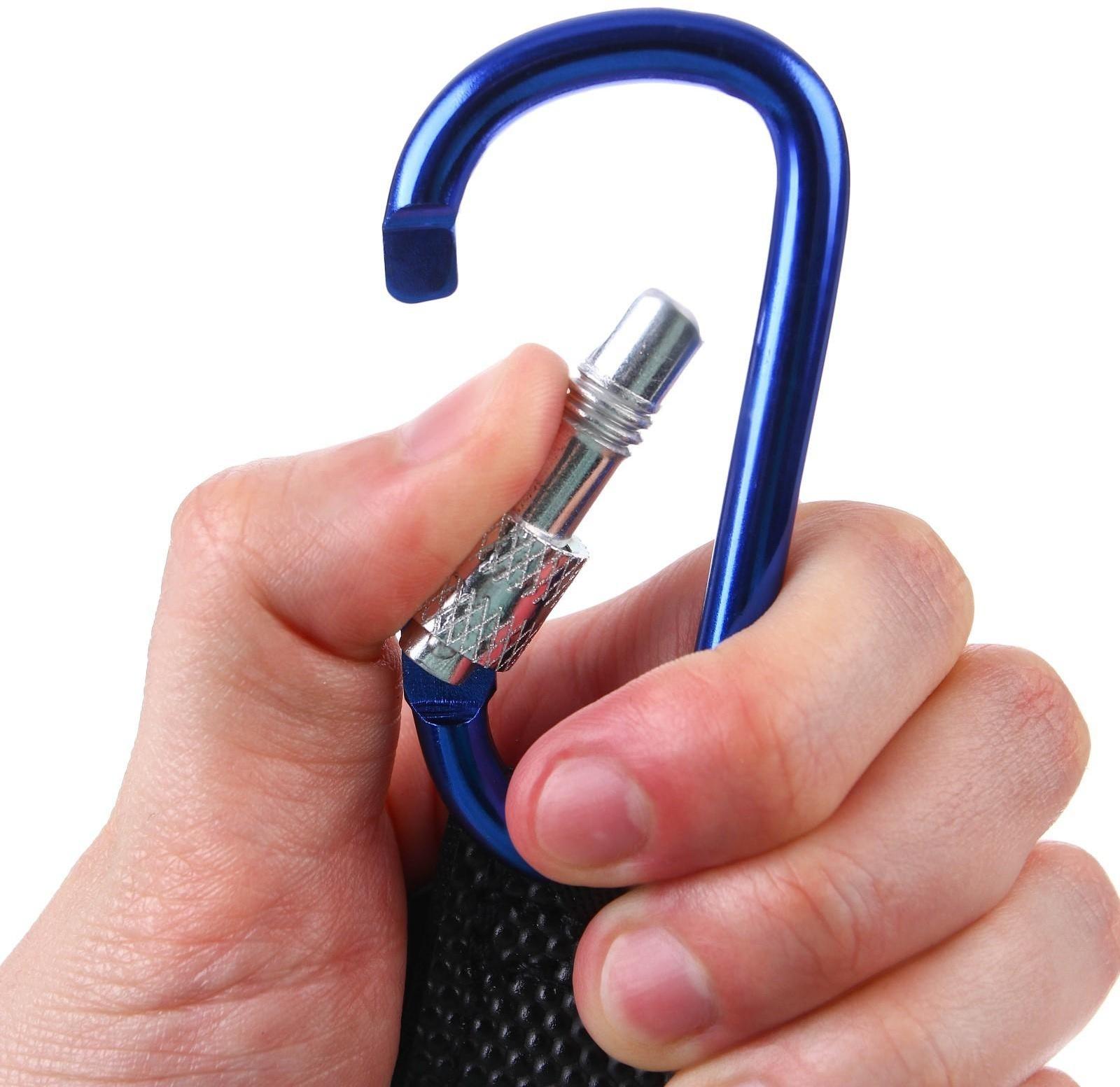 Карабин на липучке для сумки на коляску, металлический, цвет синий