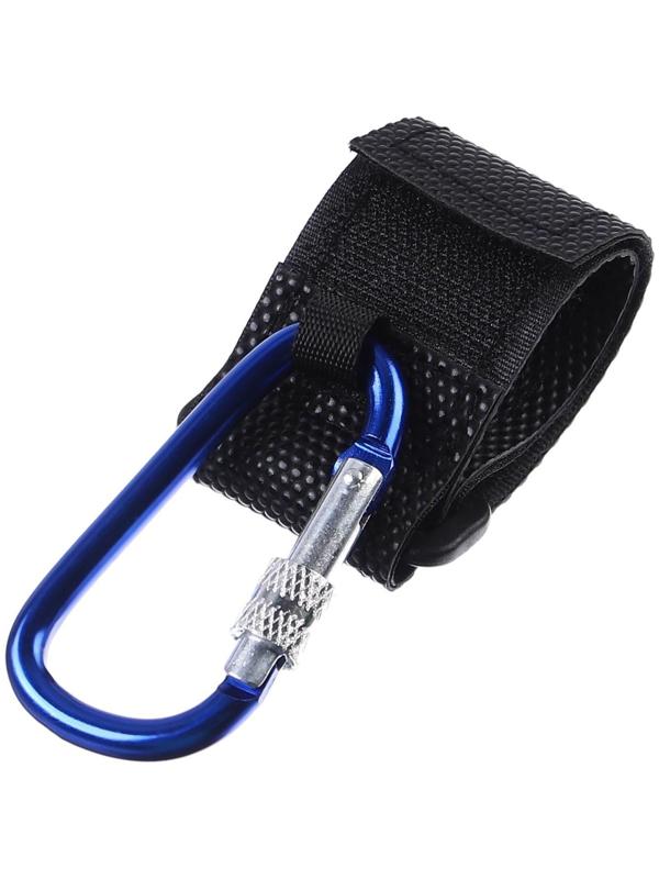 Карабин на липучке для сумки на коляску, металлический, цвет синий
