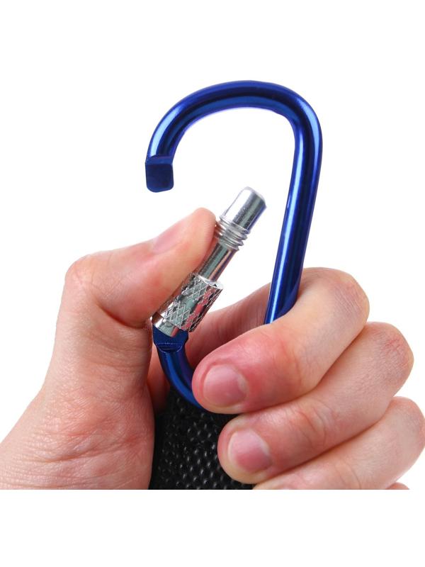 Карабин на липучке для сумки на коляску, металлический, цвет синий