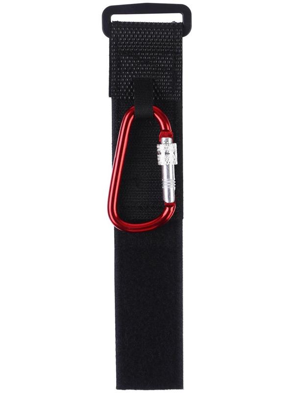 Карабин на липучке для сумки на коляску, металлический, цвет красный