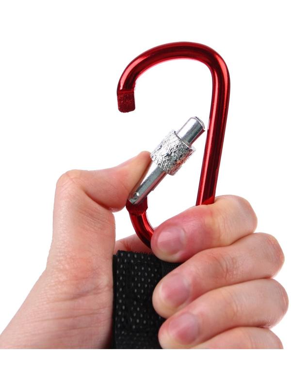 Карабин на липучке для сумки на коляску, металлический, цвет красный