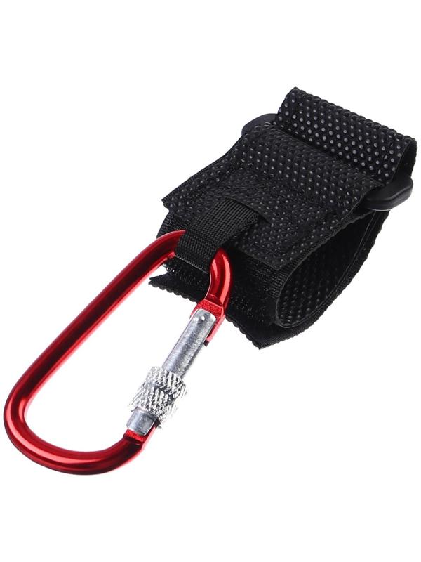 Карабин на липучке для сумки на коляску, металлический, цвет красный