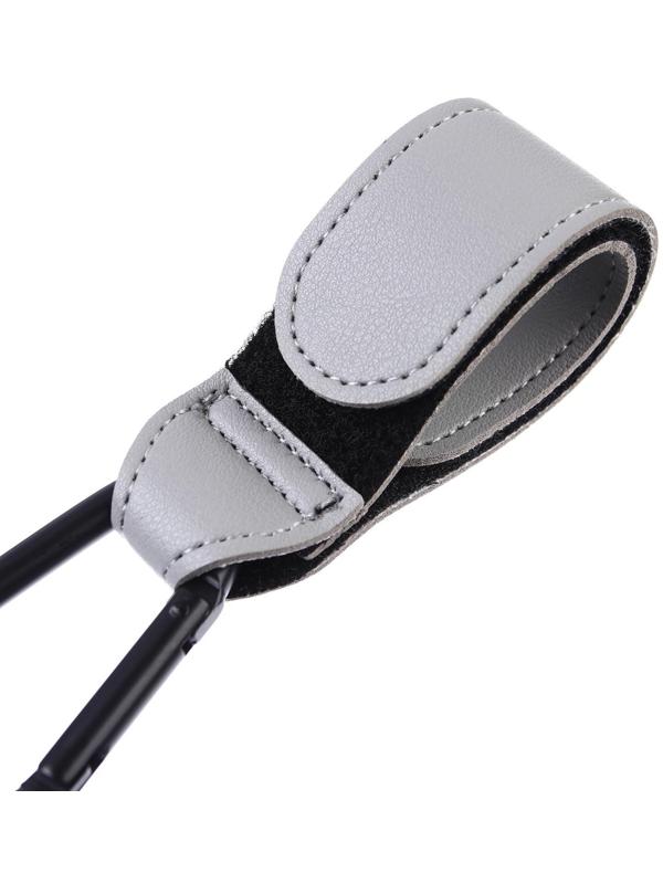 Карабин для сумки на коляску, липучка из экокожи, цвет серый