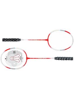 Ракетки для бадминтона ONLYTOP, алюминиевые, набор 2 шт., в чехле, цвет красный/белый