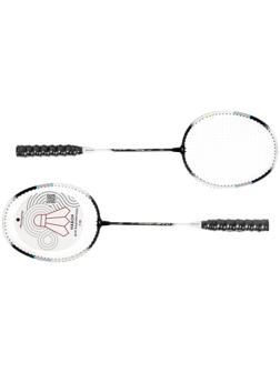 Ракетки для бадминтона ONLYTOP, алюминиевые, набор 2 шт., в чехле, цвет чёрный/белый