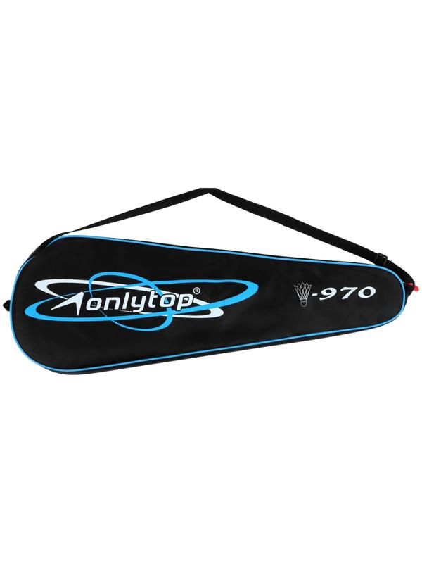 Ракетки для бадминтона ONLYTOP, алюминиевые, набор 2 шт., в чехле, цвет чёрный/белый