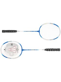 Ракетки для бадминтона ONLYTOP, алюминиевые, набор 2 шт., в чехле, цвет синий/белый