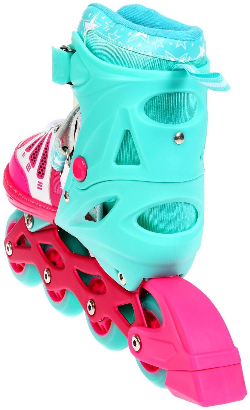 Роликовые коньки раздвижные, р. 34-37, светящиеся колёса PU 64 мм, алюминиевая рама, ABEC 7