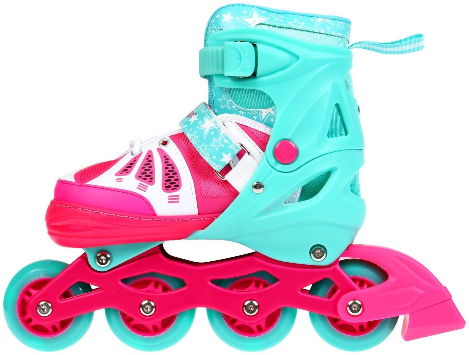 Роликовые коньки раздвижные, р. 34-37, светящиеся колёса PU 64 мм, алюминиевая рама, ABEC 7