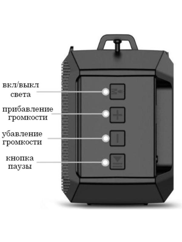 Фонарь аккумуляторный, 5 Вт, 1200 мАч, IPX5, Bluetooth, AUX, USB, радио, солнеч.батарея,микс