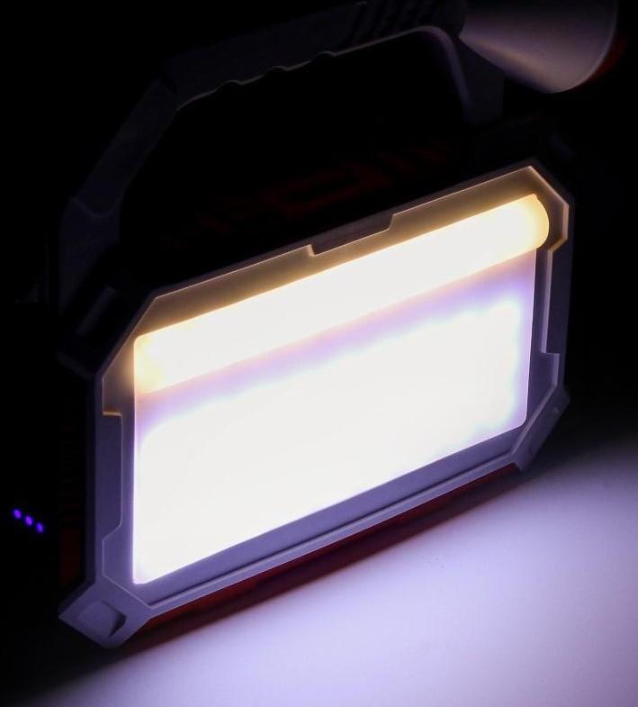 Фонарь прожекторный аккумуляторный, 5 Вт, 7200 мАч, XPG, IP65,солнечная батарея,21.4х20.5 см   93840