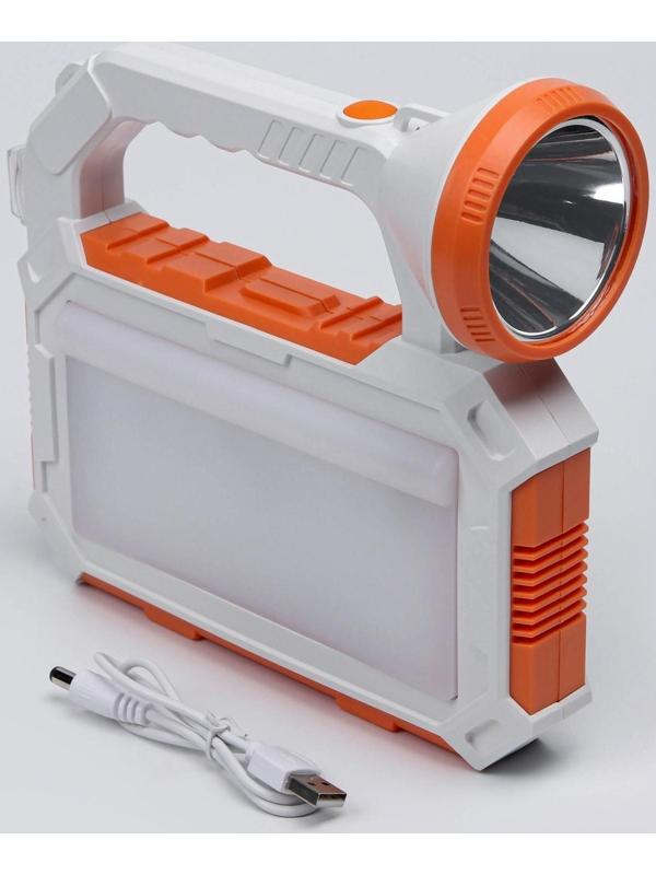 Фонарь прожекторный аккумуляторный, 5 Вт, 7200 мАч, XPG, IP65,солнечная батарея,21.4х20.5 см   93840