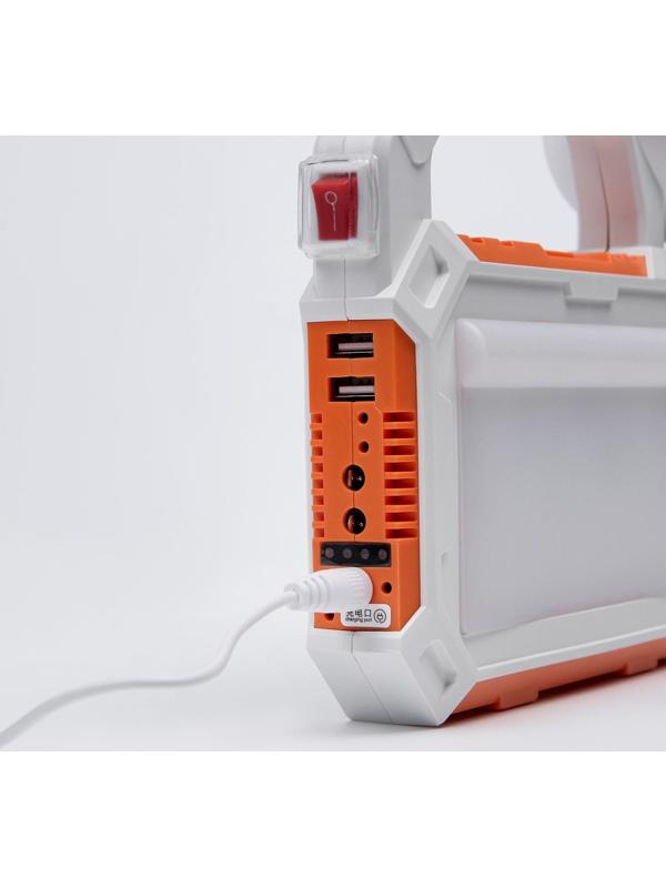 Фонарь прожекторный аккумуляторный, 5 Вт, 7200 мАч, XPG, IP65,солнечная батарея,21.4х20.5 см   93840