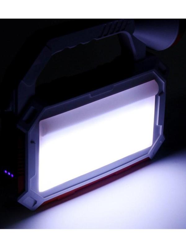 Фонарь прожекторный аккумуляторный, 5 Вт, 7200 мАч, XPG, IP65,солнечная батарея,21.4х20.5 см   93840