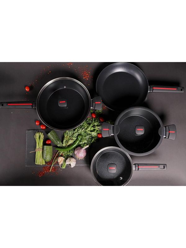 Ковш Magistro Flame, d=20 см, h=8,8 см, с крышкой, антипригарное покрытие, индукция