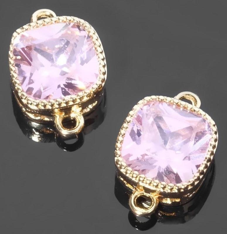 Коннектор (набор 2шт), 5*5мм, цвет розовый в золоте