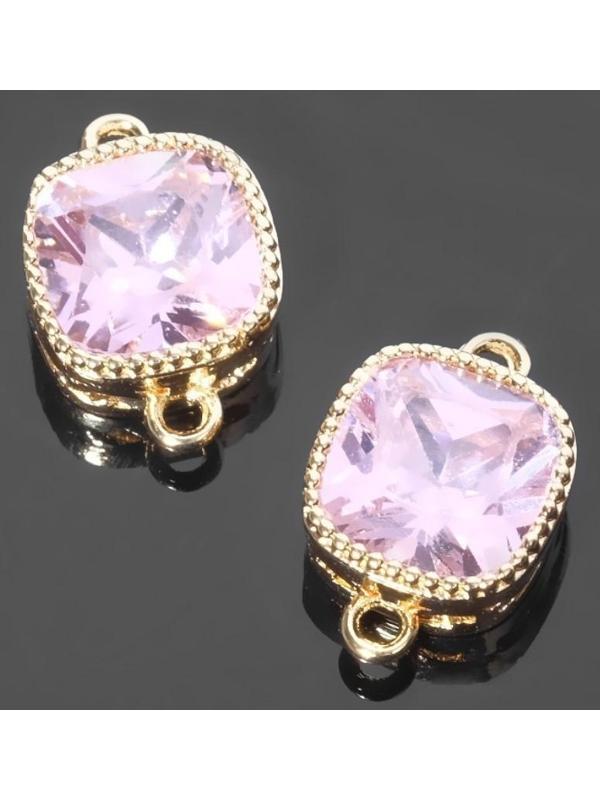 Коннектор (набор 2шт), 5*5мм, цвет розовый в золоте