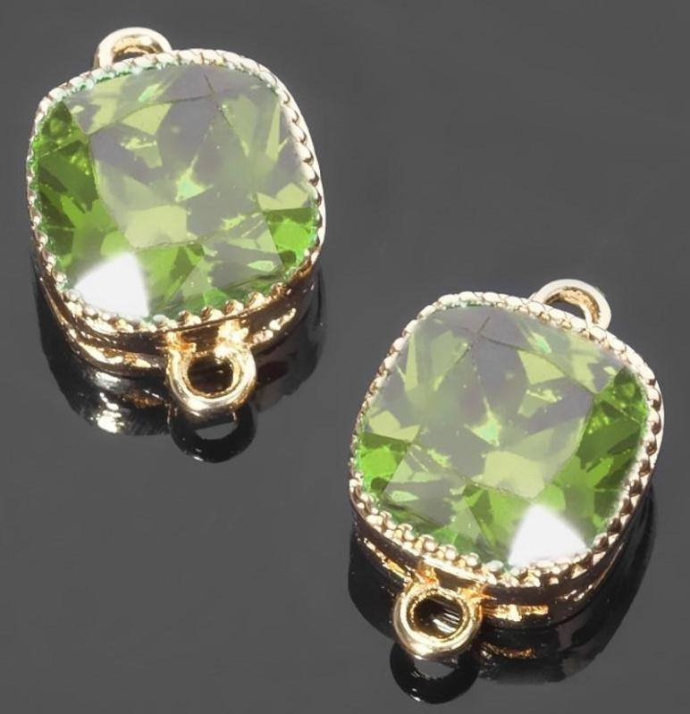 Коннектор (набор 2шт), 5*5мм, цвет зелёный в золоте