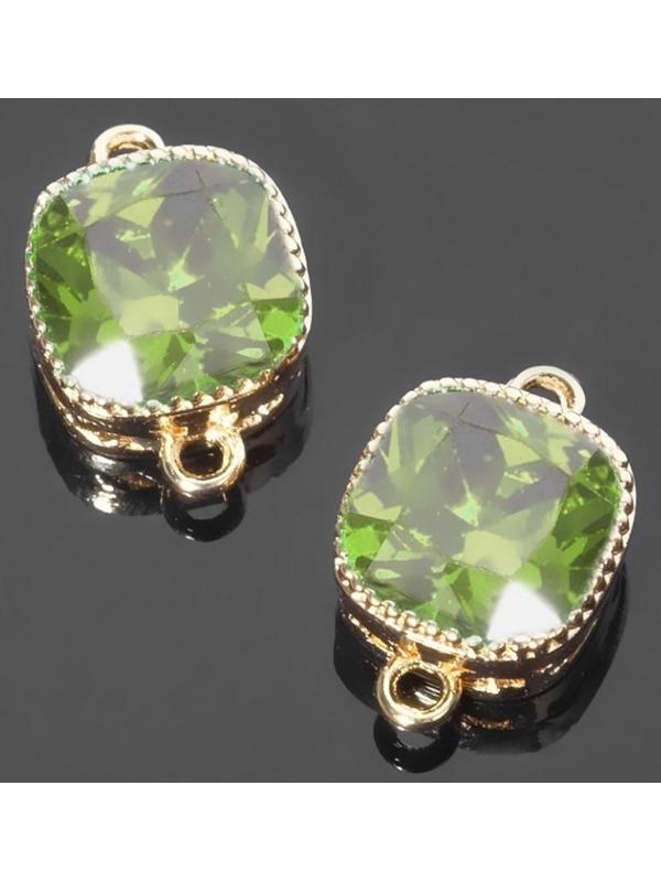 Коннектор (набор 2шт), 5*5мм, цвет зелёный в золоте