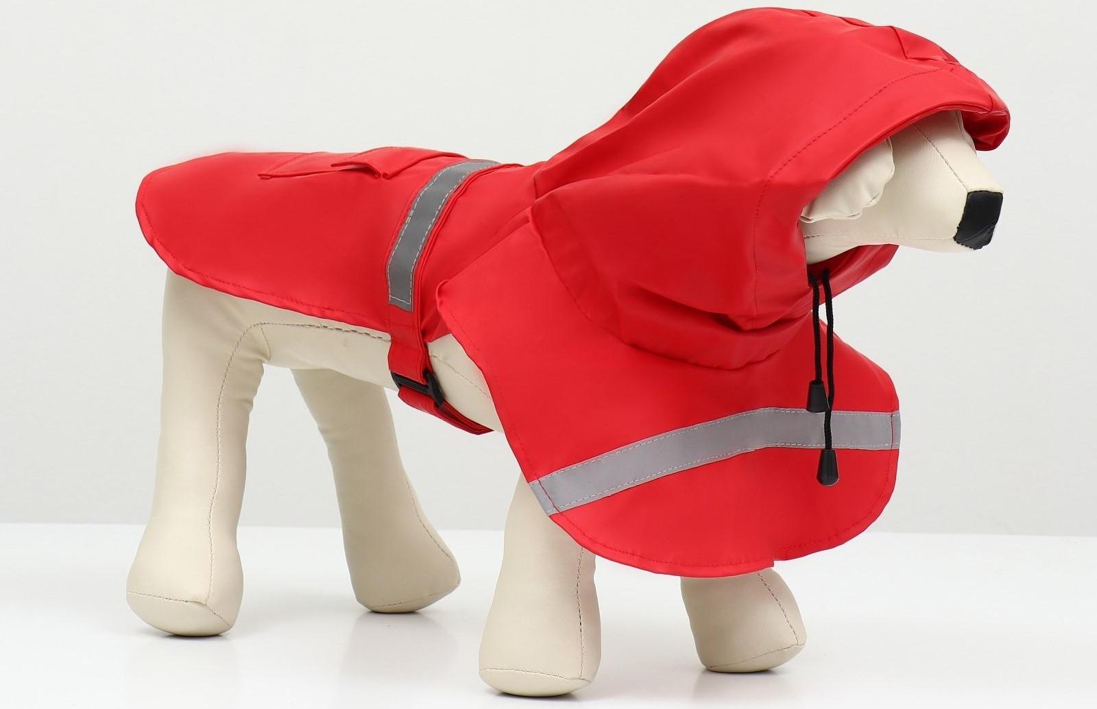 Дождевик для собак, размер ХL (ДС 30-35, ОГ 38-43, ОШ 26-31 см), красный