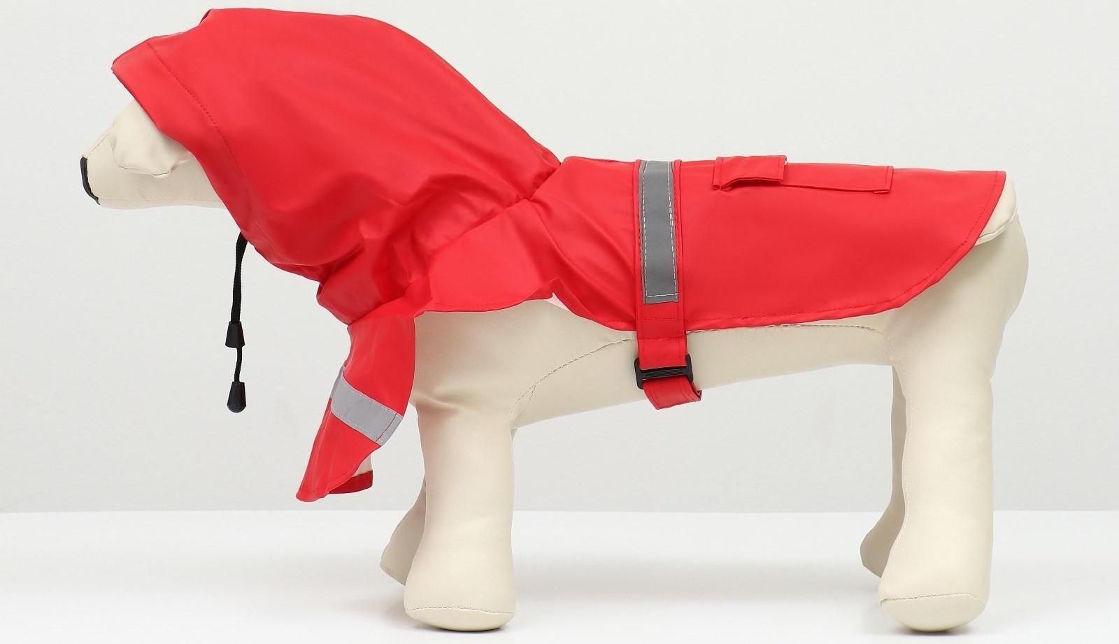 Дождевик для собак, размер ХL (ДС 30-35, ОГ 38-43, ОШ 26-31 см), красный