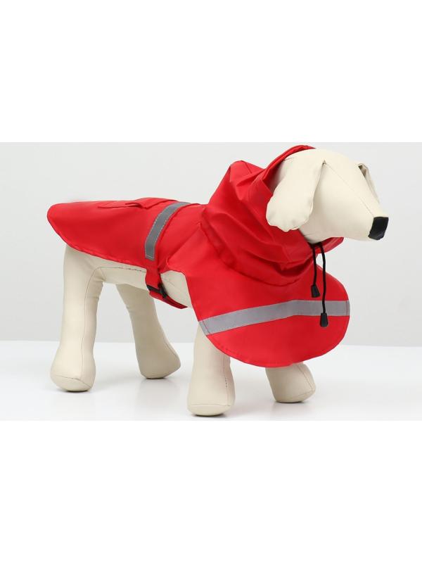 Дождевик для собак, размер ХL (ДС 30-35, ОГ 38-43, ОШ 26-31 см), красный