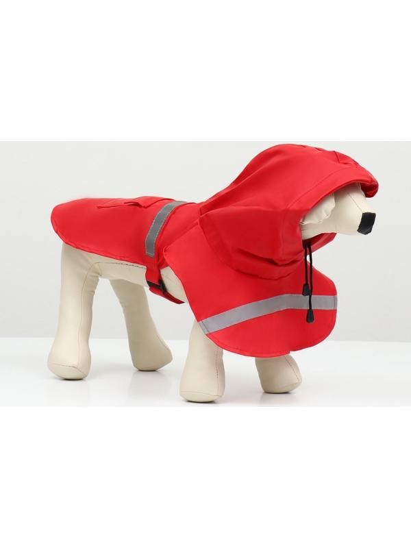Дождевик для собак, размер ХL (ДС 30-35, ОГ 38-43, ОШ 26-31 см), красный