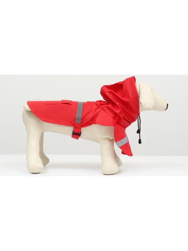 Дождевик для собак, размер ХL (ДС 30-35, ОГ 38-43, ОШ 26-31 см), красный