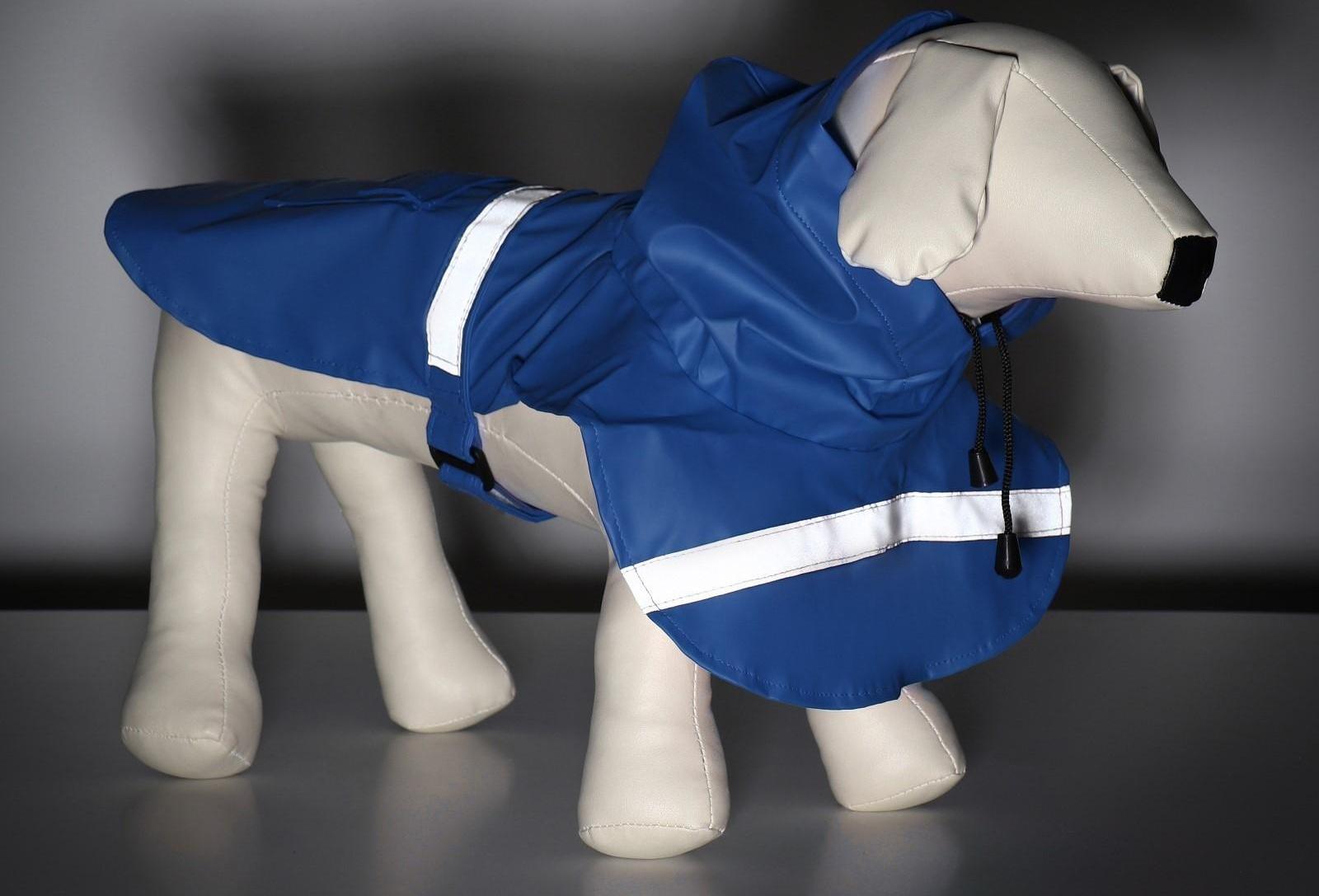 Дождевик для собак, размер L (ДС 30-35, ОГ 38-43, ОШ 26-31 см), синий