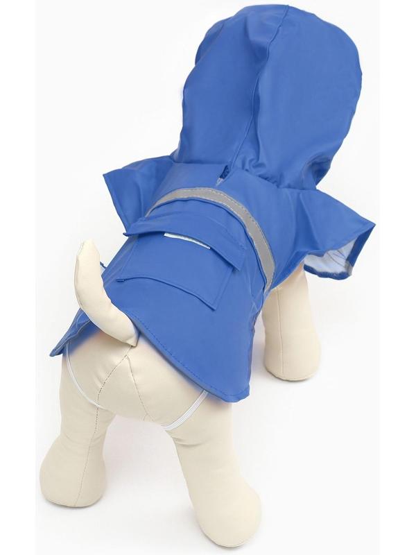 Дождевик для собак, размер L (ДС 30-35, ОГ 38-43, ОШ 26-31 см), синий