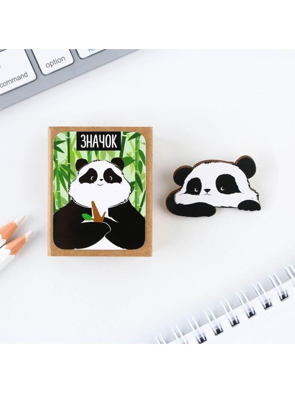Значок деревянный «Панда», 4 х 2,7 см