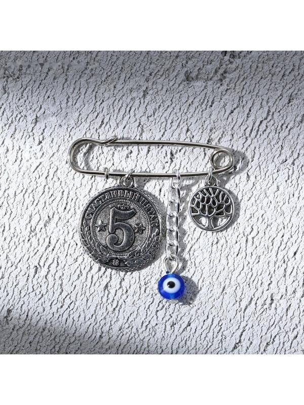 Брошь - булавка «Счастливая монета», длина 3,5 см