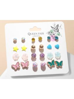 Набор серьги 12 пар 