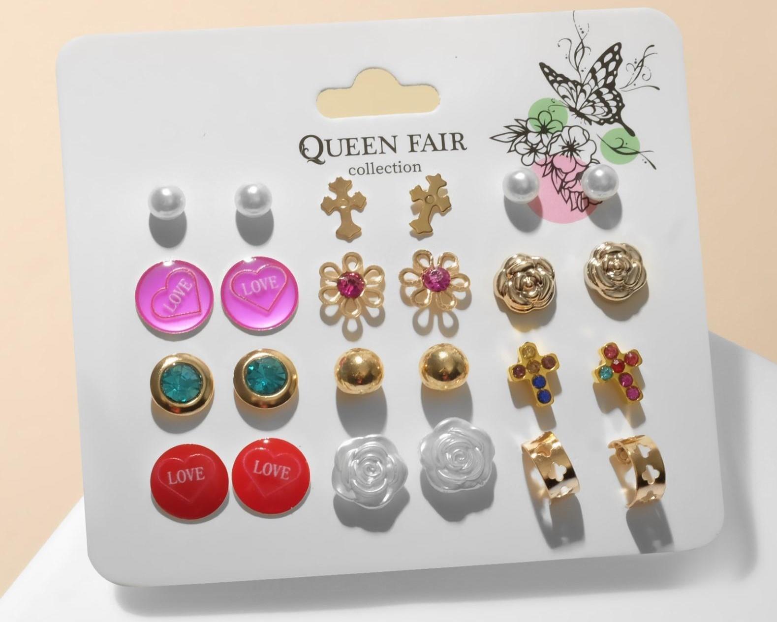 Набор серьги 12 пар 