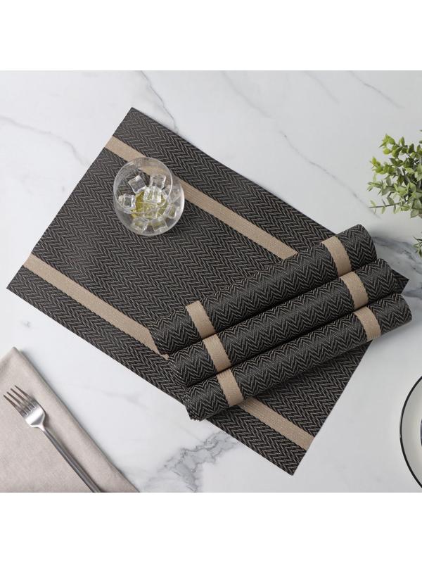 Набор салфеток сервировочных на стол Доляна «Рона», 4 шт, 45×30 см, цвет коричневый